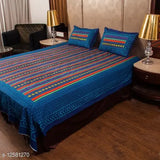 Trendy cotton Jaipuri printed double bed sheets, 2 pillow covers with 160 thread count, queen size from India