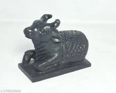 Black marble Shiva Nandi for daily pooja, home temple or car dashboard - 6cm x 5cm x 3cm (handcrafted Indian artisan-made)