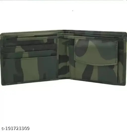 Leather Foji branded wallet, printed net design, 4 compartments, free size (12cm x 10cm), made in India