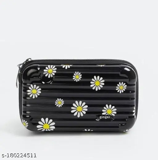 Black floral print box sling bag, compact and stylish, ideal for women and girls accessorizing