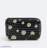 Black floral print box sling bag, compact and stylish, ideal for women and girls accessorizing