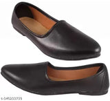 Synthetic Black Muddi Jalsa Jutie for men's footwear - Indian slip-on outdoor/partywear with ethnic look