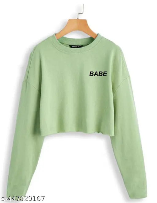 Women's girls full sleeve crop top cotton t-shirt, solid pattern and long sleeves for XXS to XL sizes