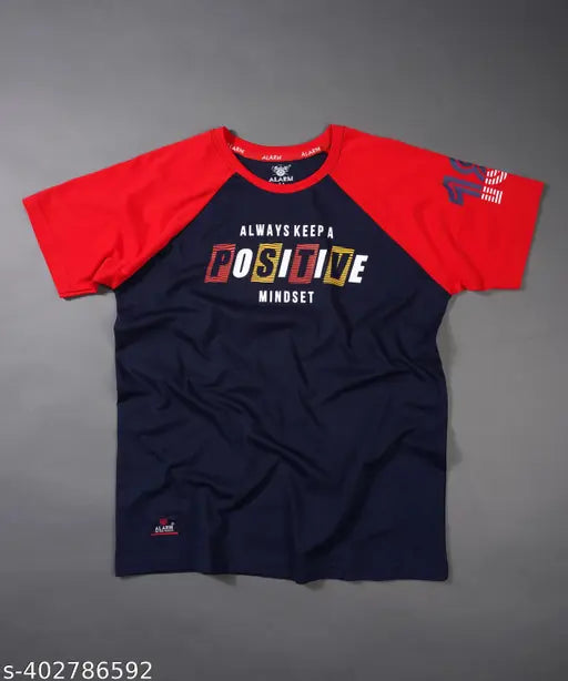 Premium red & blue round neck half sleeve cotton t-shirt, premium 100% super combed cotton for all-day comfort and breathability