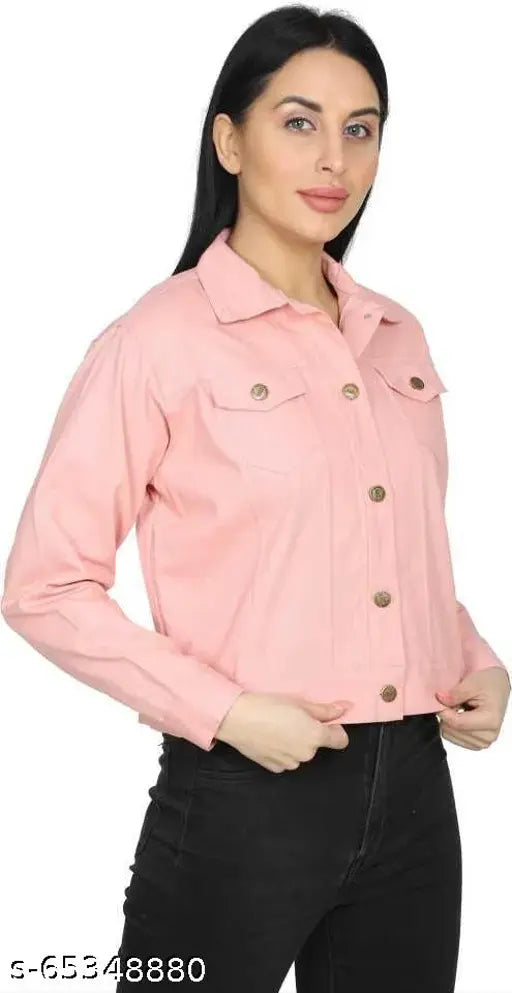 Denim full sleeve solid women's jacket, trendy & versatile closet essential in India