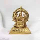 Brass Laxmi Idol, antique-polished Hindu Goddess Lakshmi statue, perfect home office decor or Puja Pooja item (4.5cm x 3.5cm x 6cm)