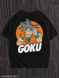 Men's cotton blend oversized Goku Black printed T-shirt, three-quarter sleeves