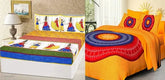 Double Queen cotton Jaipuri-printed bedsheet combo with 4 pillow covers, Indian craftsmanship