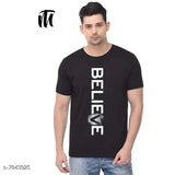 Solid pattern cotton T-shirts, trendy short sleeves with printed design, multiple sizes available from S to XXL
