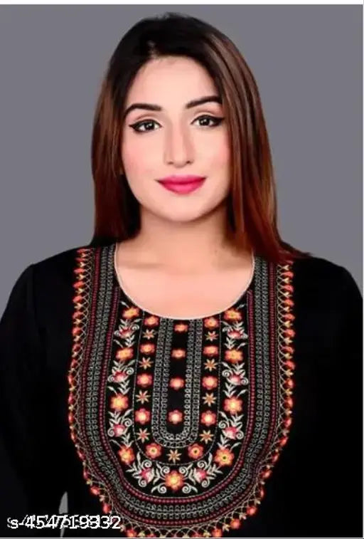 Wool women's three-quarter sleeve winter kurti, solid design in India. Perfect for cold weather parties