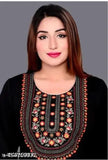 Wool women's three-quarter sleeve winter kurti, solid design in India. Perfect for cold weather parties