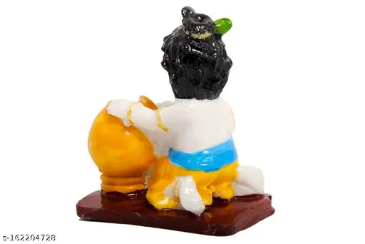 Poly resin Lord Krishna statue eating Makhan, religious showpiece/pooja gift item for mandir, temple, home decor and office