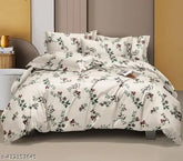 ROYAL Cream cotton floral printed AC comforter, 85x85in, microfiber 220 GSM. Lightweight warmth, breathable, machine washable