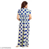 Multicolor printed maxi nighty dress, 100% cotton for comfort, adjustable size, gentle wash