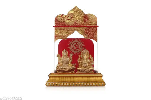 India Lakshmi Ganesha murti set, Hindu religious idol for car or desktop decor, traditional design
