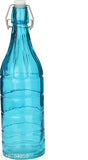 Blue glass bottle set (1L), eco-friendly, reusable, dishwasher safe, for home, kitchen, or gift