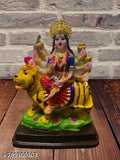 Multicolor terracotta Durga idol with hand-painted decorations, perfect for spiritual puja or home decoration