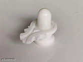 White marble Shivling, intricately carved Indian Shiva Lingam statue