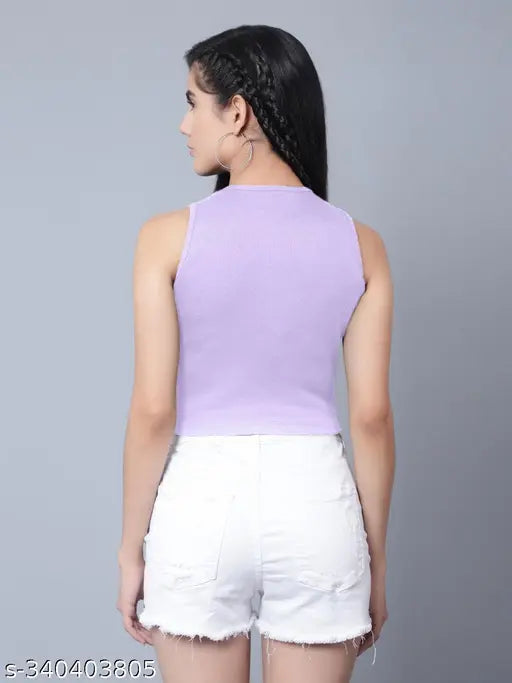 Slim fit cotton lycra tank top in sleeveless style, ideal for casual wear and outdoor activities. Soft, breathable fabric, great for pairing with leggings or jeans. Made in India