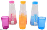 Multicolor Nayasa glass fridge water bottles (set of 3), 1000ml each, plastic material