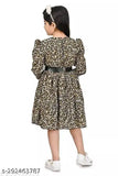 Multicolor cotton tiger print dress, suitable for girls aged 12-13 years, fashionable smart western wear