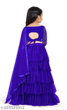 Ruffle embellished satin-choli lehenga set for kids, semi-stitched net dupatta. Party wear or wedding wear, ideal for girls aged 1-15 years