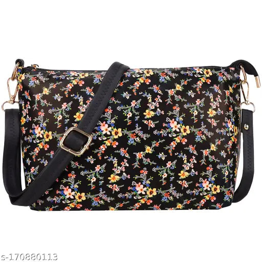 Printed PU cross sling bag, free size, features external pocket and two internal compartments. Perfect accessory for stylish outfits