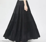 Black rayon skirt, stylish and attractive for women and girls, solid pattern, self-designed, 100% rayon, size 26/28/30/32/34/36/38/40/42/44, made in India