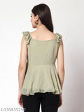 Georgette V-Neck top & tunic for women, sleeveless self-design net, XS-XL sizes, made in India