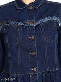 Denim waistcoat for women, solid design, long sleeves, size S-XL, made in India