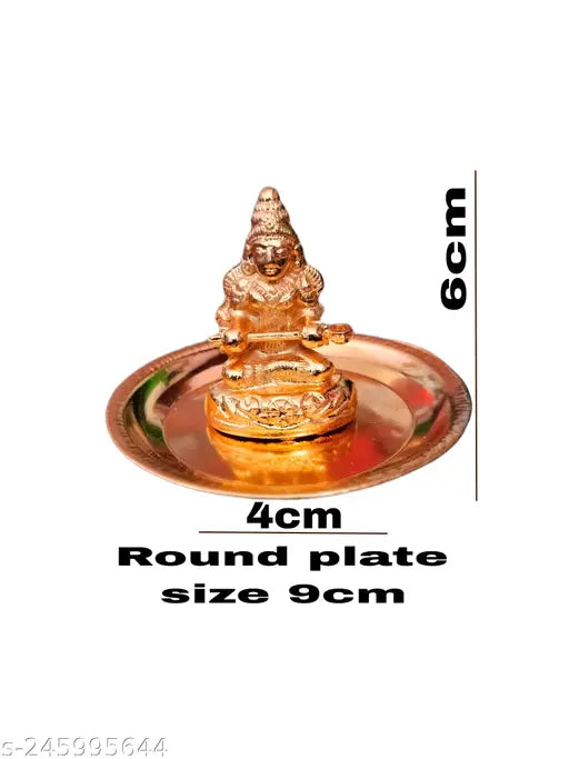 Gold-plated Annapurna Mata Idol, includes Maa Annapurna and Kaashi Vishvnaath coins. Detailed god statue, 6cm x 6cm x 4cm, Made in India