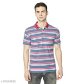 Trendy blue cotton blend men's t-shirt, short sleeves, printed pattern for Indian summer