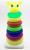 Multicolor stacking teddy rings toy for kids, lightweight plastic and non-toxic, enhancing hand-eye coordination, color and shape recognition, sensory development, and curiosity building