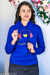 Wool hoodie sweatshirt for girls, printed design, long sleeves