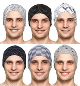 Printed Lycra skull cap, men's SHAUN style, warm and comfortable, Indian-origin accessory