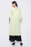 Embroidered rayon straight kurta for women, three-quarter sleeves, Indian embroidery pattern