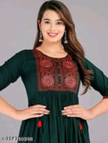 Rayon three-quarter sleeve kurti for women, single solid color, Indian-origin fashion for diverse occasions