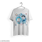 Doremon cotton short-sleeved t-shirt with printed design, vibrant colors on display