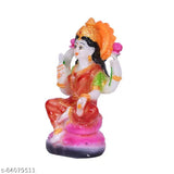 Multi-colored poly resin Maa Lakshmi Statue, ideal for home decor and spiritual Pooja, 10cm tall
