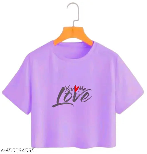 Trendy cotton blend crop t-shirts 4PS combo combo in white, black, masterd, lavender for parties and casual use