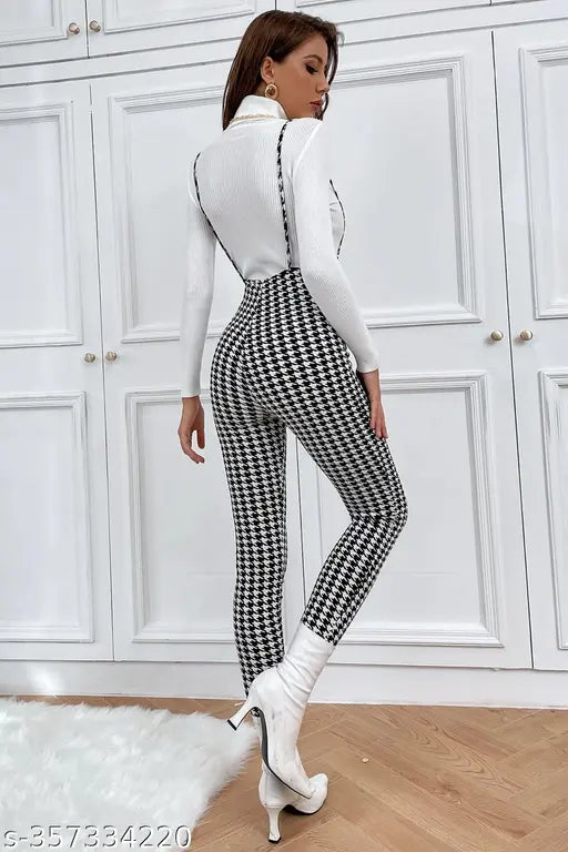 Lycra printed net dungaree for women's trendy fashion, long sleeves, size XL