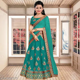 Silk embroidered ethnic lehenga choli for kids, trendy wedding and festival wear
