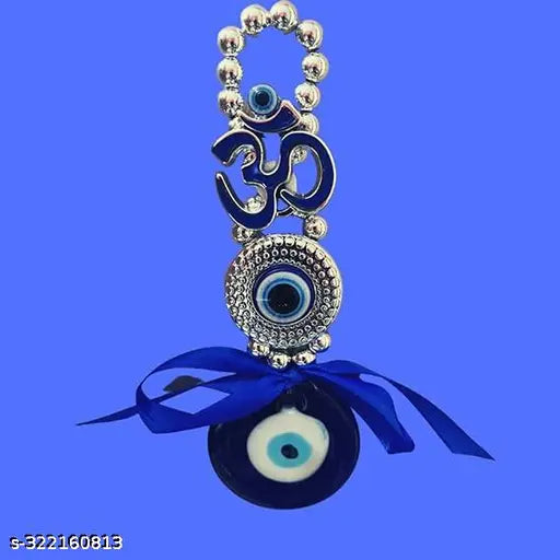 Om Blue Nazar Battu: Religious idol for home, office, or living room decor, promotes harmony & good luck. Indian origin