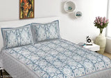 Cotton floral Alexa flat sheets, superfine double-king bedding set with two pillow covers for summer use, made in India