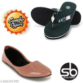 Peach belly and green small dot Hawai slipper for daily, office, party wear - patent leather ballerinas made in India