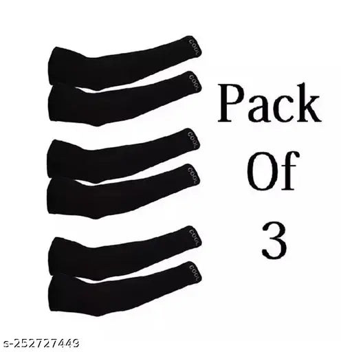 Trendy cotton hand gloves for sun protection, heat relief & pollution blockage (3-pack, free size) - India-made solid summer wear