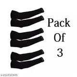 Trendy cotton hand gloves for sun protection, heat relief & pollution blockage (3-pack, free size) - India-made solid summer wear