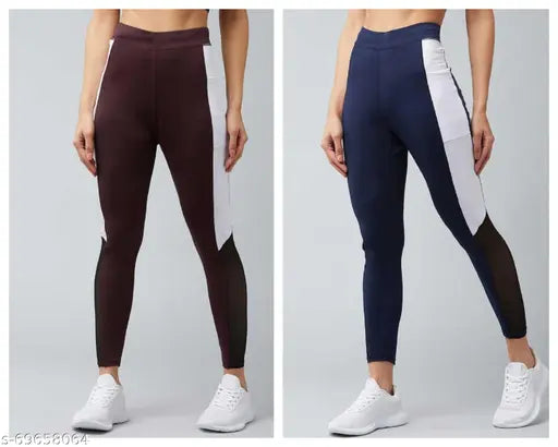 Stretchy Lycra jeggings by KRONMENIEN, printed net design, best for gym wear (size 28/waist 28in/length 35in/hip 30in)