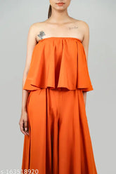 Crepe sleeveless solid jumpsuit, XS-XXXL, Indian party wear fashion