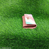 Faux leather wallet organizer, solid net pattern, 3 compartments, free size (5in x 4in), latest trendy women's accessory from India